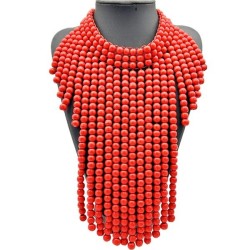  black long necklace multilayer tassel exaggeratingWood necklace