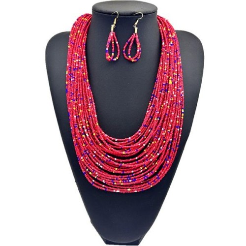 retro ethnic style multilayer beads tube handmade necklace sweater chainnecklace