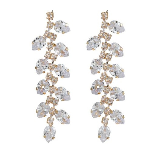 bronze embed zircon earrings long style flowers ear stud occidental style exaggerating claw chain bride Earringe