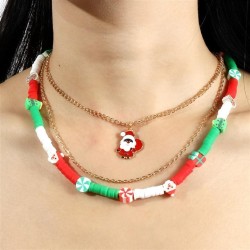 occidental style christmas enamel christmas multilayer necklace Beads chain ma..