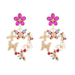 occidental style fashion retro silver colorful diamond earrings woman exaggera..