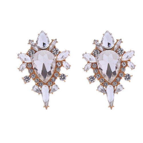  temperament retro glass diamond earrings woman   high fashion ear studearrings