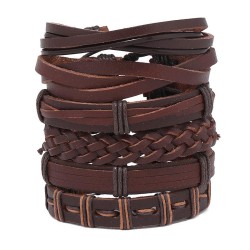 occidental style brief handmade weave color leather bracelet retro man