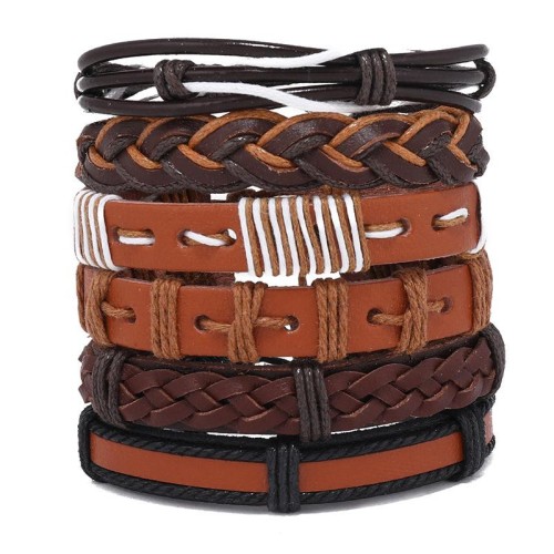 brief handmade weave retro multilayer leather bracelet occidental style brief creative fashion man bracelet