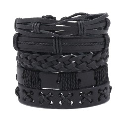 man handmade establishment multilayer black leather braceletdiy set occidental..