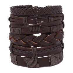 handmade weave multilayer leather man braceletdiy set occidental style color r..