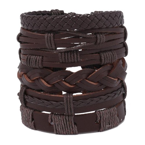 handmade weave multilayer leather man braceletdiy set occidental style color rope