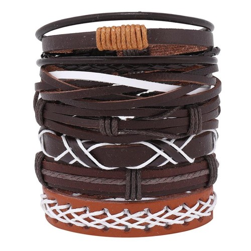 personality handmade weave retro man bangle occidental style briefdiy multilayer bracelet