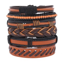  brief handmade weave multilayer retro man leather bracelet personality creati..