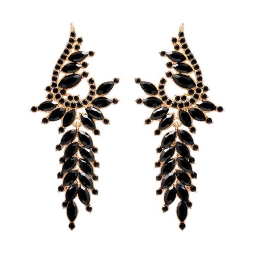 occidental style exaggerating luxurious diamond tassel ear stud palace earring noble Korea earrings leaves