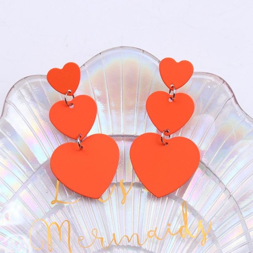 three love earrings ear stud long style splice fashion brief wind occidental style Metal earring lady