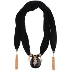 chain tassel pendant  Chiffon mixed color  lady shawl necklace