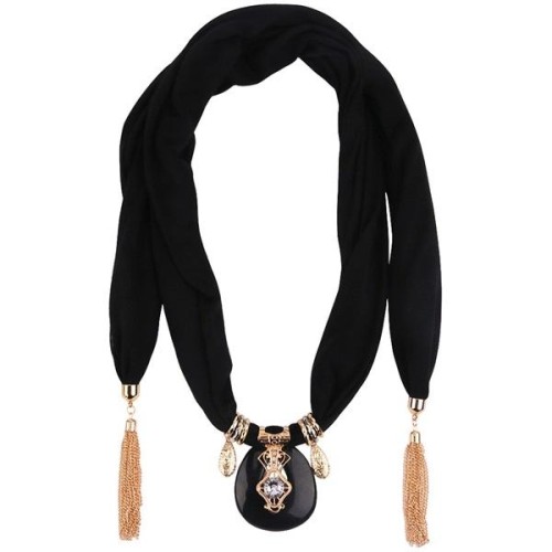 chain tassel pendant  Chiffon mixed color  lady shawl necklace