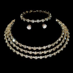 occidental style fashion crystal necklace earrings bangle three Rhinestone All..