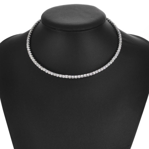 Rhinestone row bride Collar necklace woman  diamond personality stage Collar circle