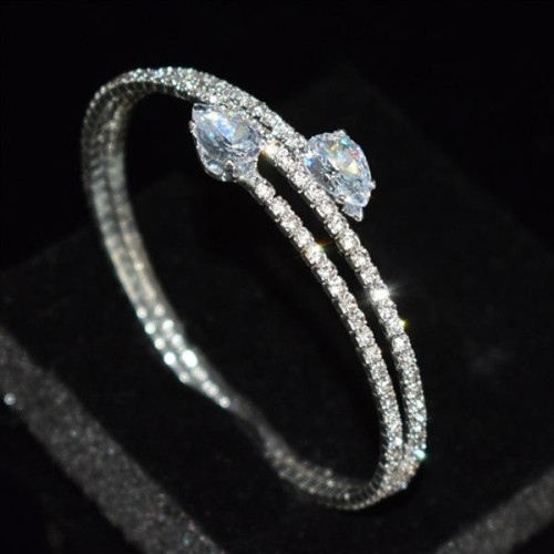  fashion Rhinestone row fully-jewelled zircon mosaic claw chain woman opening personality bangle