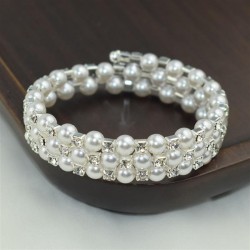 Korean stylemm Pearl bracelet  lady  Pearl Rhinestone opening bangle