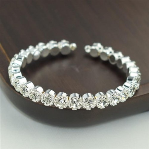  row fully-jewelled opening circle  opening gilded silver  Rhinestone bangle  watch