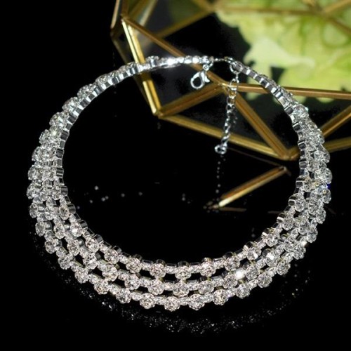  fashion Rhinestone Collar multilayer crystal necklace necklace multicolor steel wire circle 