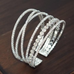  steel wire bangle row fully-jewelled claw chain opening bangle