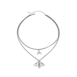 occidental style  personality retro Metal bat shirt skull spider necklace earr..