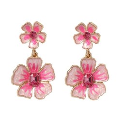 occidental style fashion brief Alloy enamel flowers diamond earrings retro per..