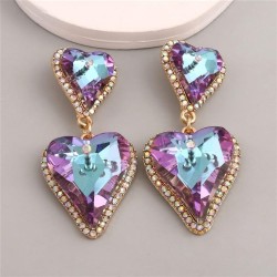 occidental style fashion personality Alloy color heart-shaped diamond exaggera..