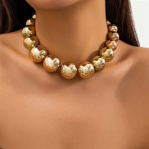 occidental style  punk exaggerating big beads Collar clavicle chain  geometry Beads beads necklace woman