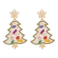 E occidental style christmas earrings  personality embed colorful diamond Pear..