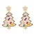 E occidental style christmas earrings  personality embed colorful diamond Pearl christmas tree star earring wom
