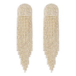 E occidental style textured Rhinestone long style tassel earrings  exaggeratin..