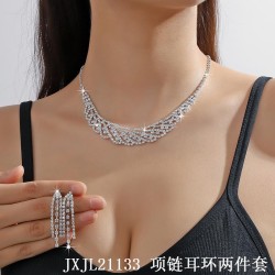   claw chain necklace earrings color Rhinestone set clavicle chain woman