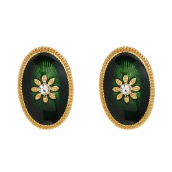 bronze earrings occidental style retro Earring woman enamel flowers Round ear ..