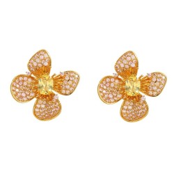 bronze earrings occidental style retro Earring woman fully-jewelled flowers fl..