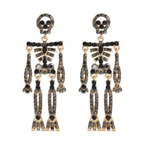 autumn skull earrings occidental style exaggerating Earring woman Alloy diamond fully-jewelled style