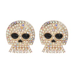  earrings skull ear stud woman occidental style exaggerating Alloy Rhinestone