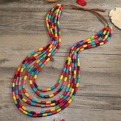 occidental style multilayer beads long necklace woman Bohemia Africa customs s..