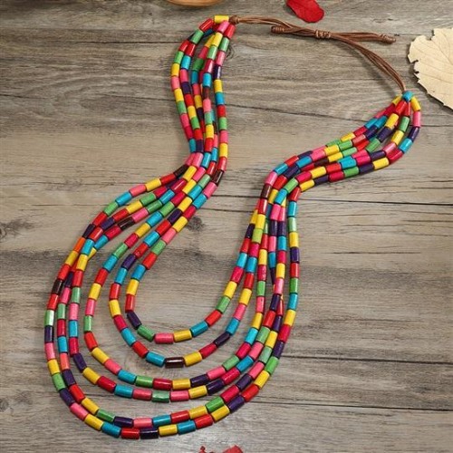 occidental style multilayer beads long necklace woman Bohemia Africa customs sweater chain