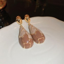 silver retro Irregular drop color earrings fashion samll all-Purpose earring t..