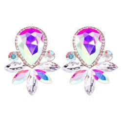 occidental style flowers earrings color fully-jewelled leaves ear stud temperame..