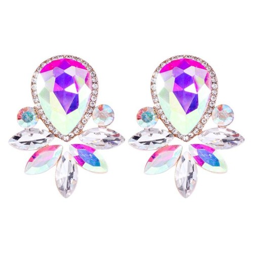 occidental style flowers earrings color fully-jewelled leaves ear stud temperament pendant Earring