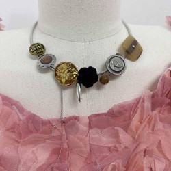  retro samll more elements velvet flowers buttons Collar chain necklace woman