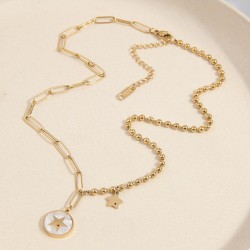 fine fashionOL lucky Star Round all-Purpose titanium steel temperament necklace