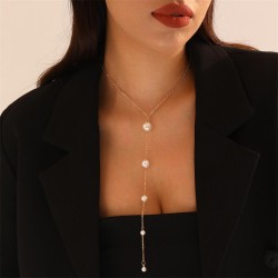  occidental style fashion Pearl necklace long style woman chain Bohemia Metal ..