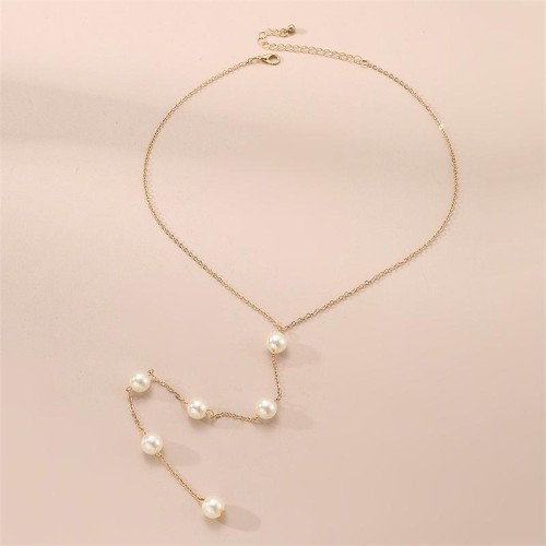  occidental style Pearl necklace long style chain fashion woman Metal sweater chain temperament clavicle c