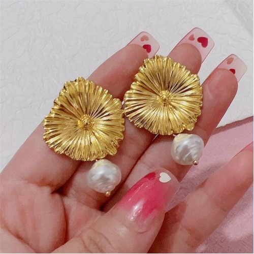  occidental style trend brief gold Pearl fashion high temperament personality earrings ear stud Earring
