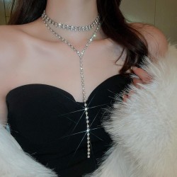 multilayer diamond tassel necklace high occidental style samll temperament swe..