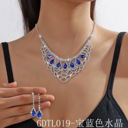 color bride crystal fully-jewelled necklace earrings two set high-end married ..
