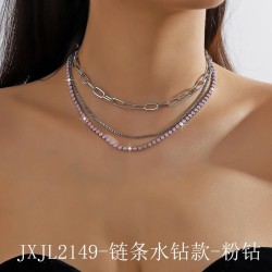 new brief diamond diamond chain multilayer splice necklace  all-Purpose temper..