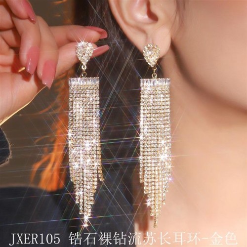  occidental style fashion exaggerating fashion Earring fully-jewelled zircon diamond tas